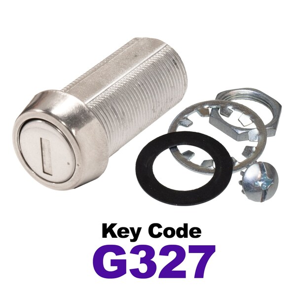 Global RV SS Compartment Lock, Cam/Blade Style, 1-3/8in Threaded Barrel, Keyed to G327, Blades not Included CLB-327-138-SS - main